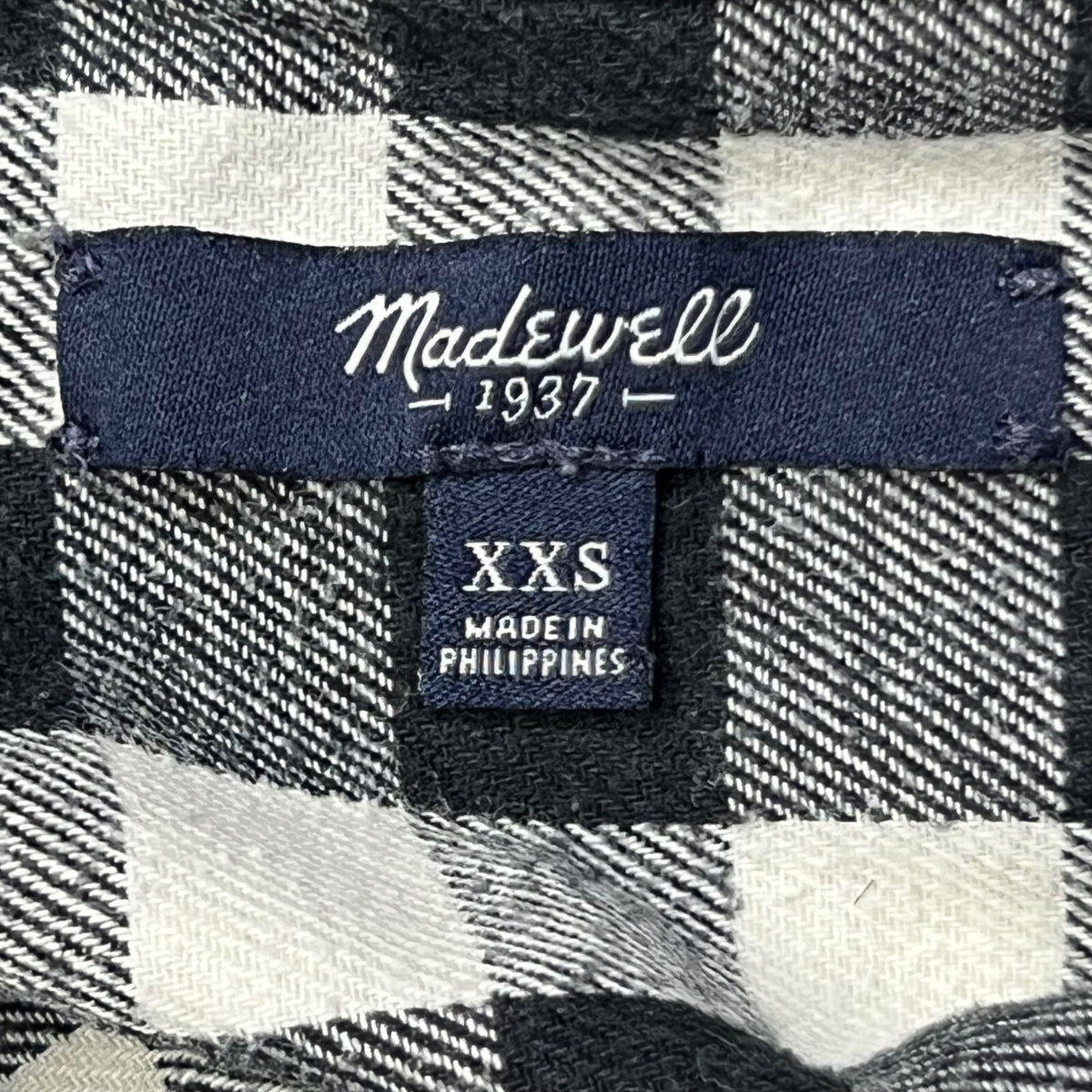 Madewell 1937 Black Buffalo Plaid Flannel Shirt XXS Long Sleeve Button Down
