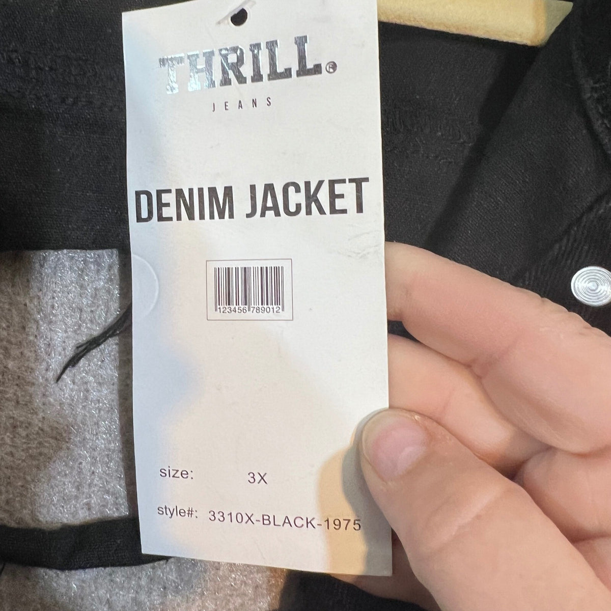 Thrill Jeans Denim Jacket Women 3X Black Distressed Longline Ripped Grunge Edgy