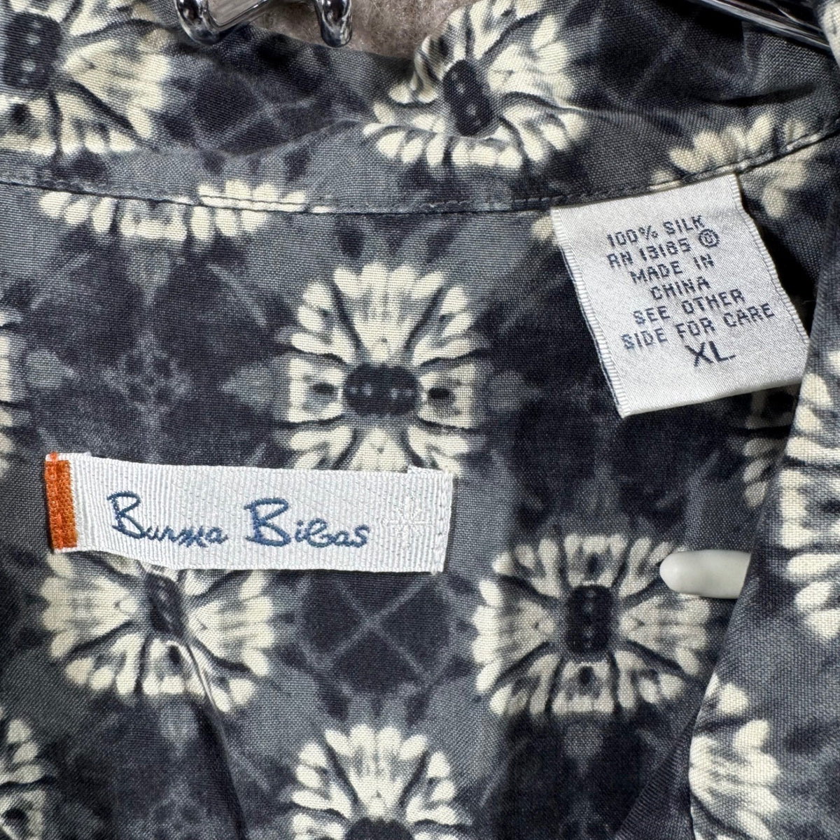 Burma Bibas Silk Hawaiian Shirt Men's XL Short Sleeve Button Up Floral Print