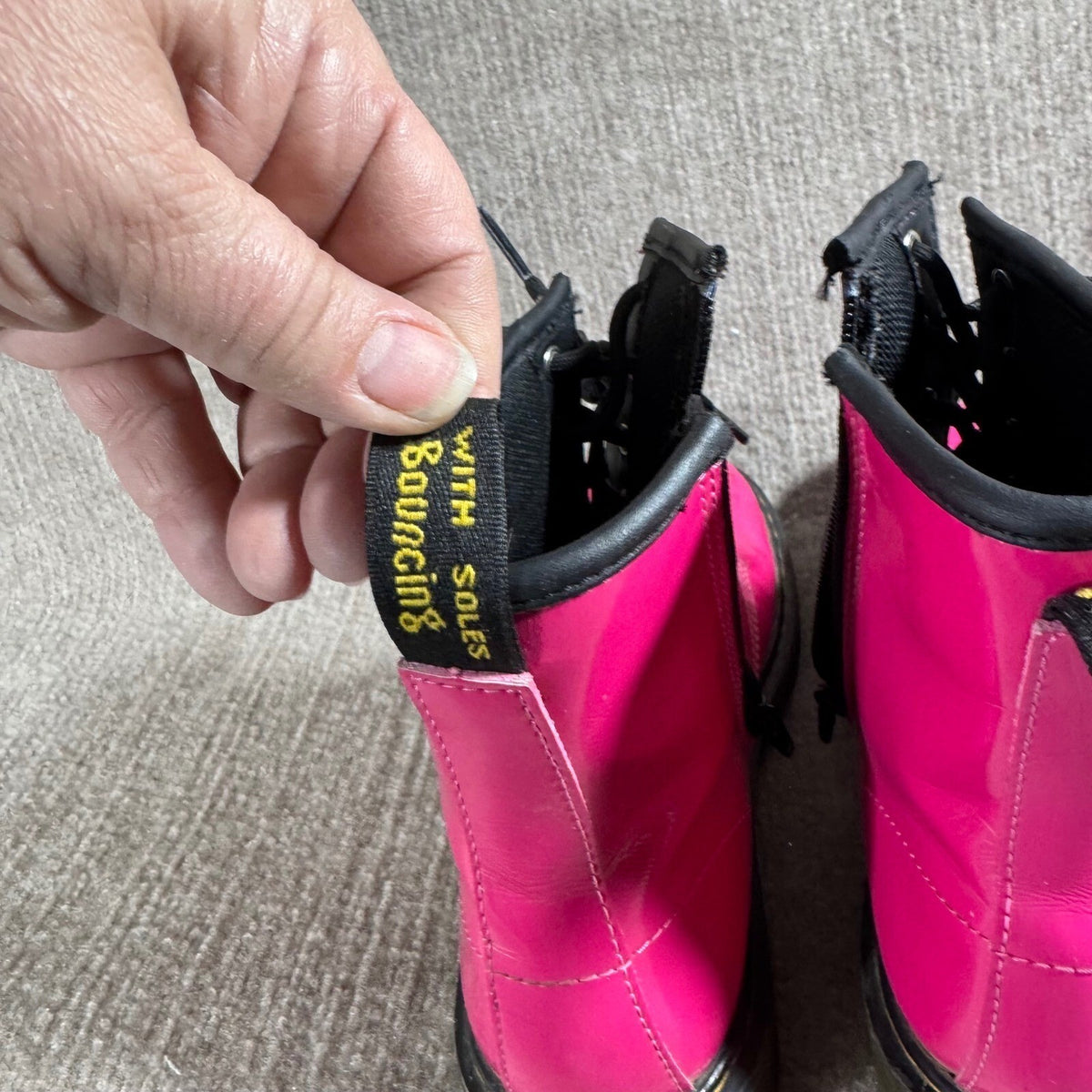 Dr Martens Boot Women Size 4 Hot Pink Patent Leather Side Zip Combat Punk Goth