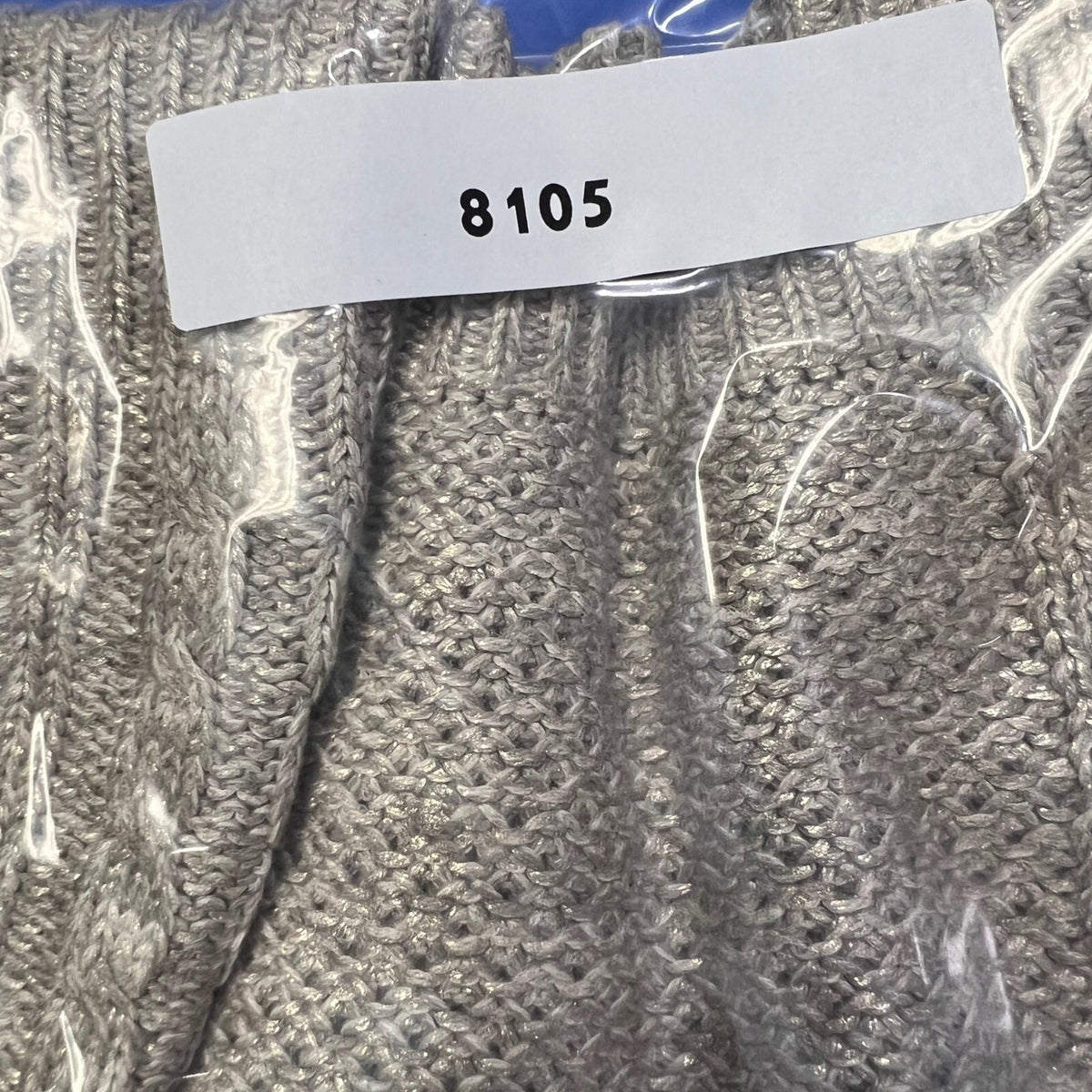 NUMPH Natalie Cable Knit Sweater Light Grey Metallic Sparkle Size M