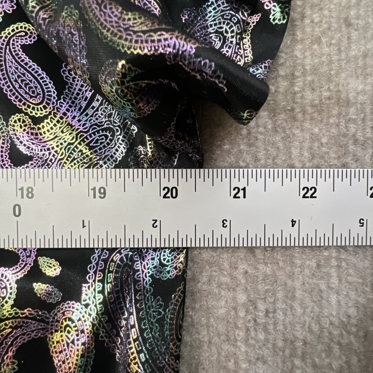 Sparkle Paisley Med Print Short Sleeve Top Metallic Black Purple Green Women