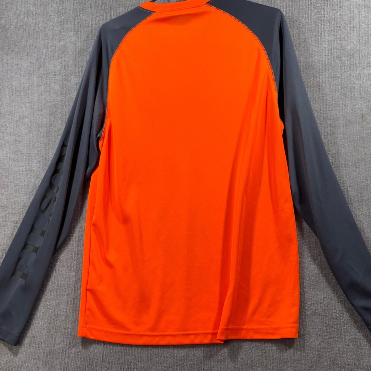 Filson Long Sleeve Performance Crew Shirt Mens Medium Blaze Orange Gray Stretch