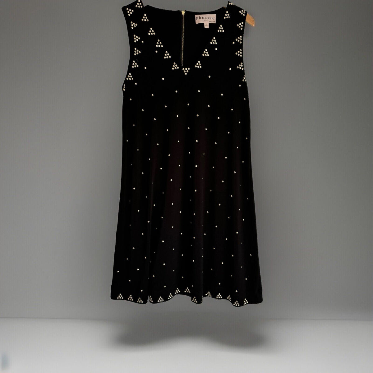 Philosophy Women's Gold Studded Black Sleeveless Dress - Size Medium