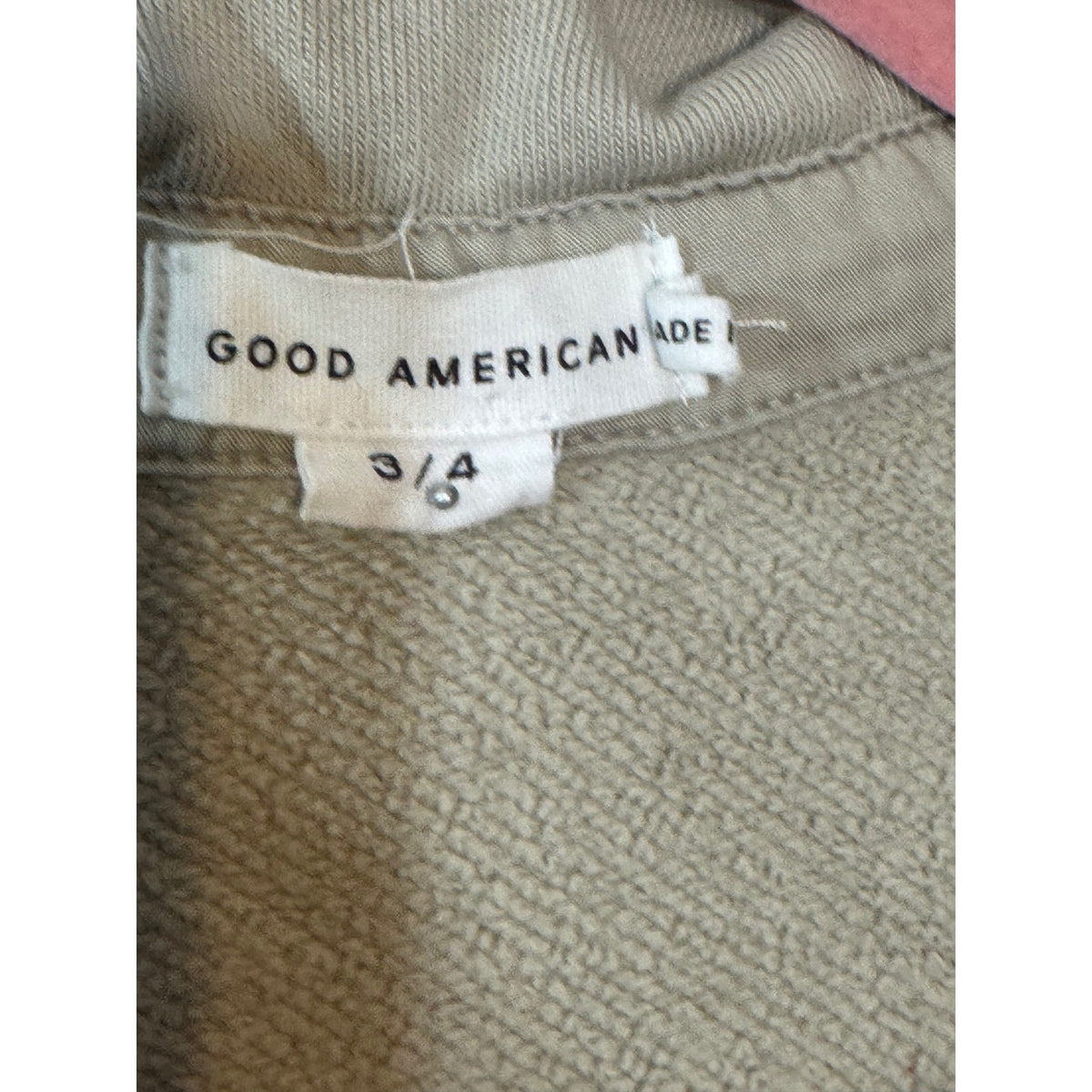 Good American Shacket Women 3/4 Khaki Cotton Fleece Shacket Oversized Utility