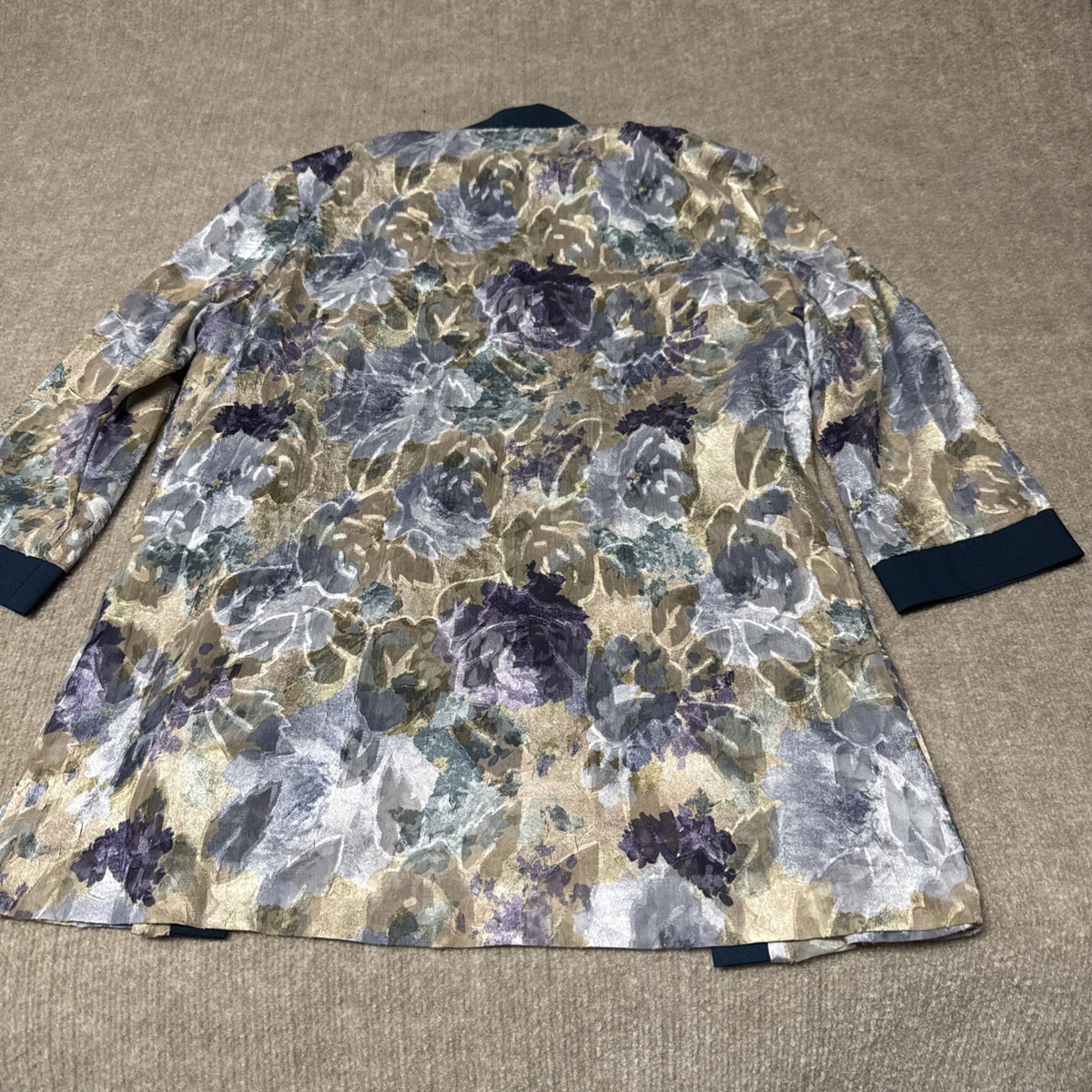 Vintage R&M Collection Womens 10 Padded Open Jacket Lavender Teal Floral