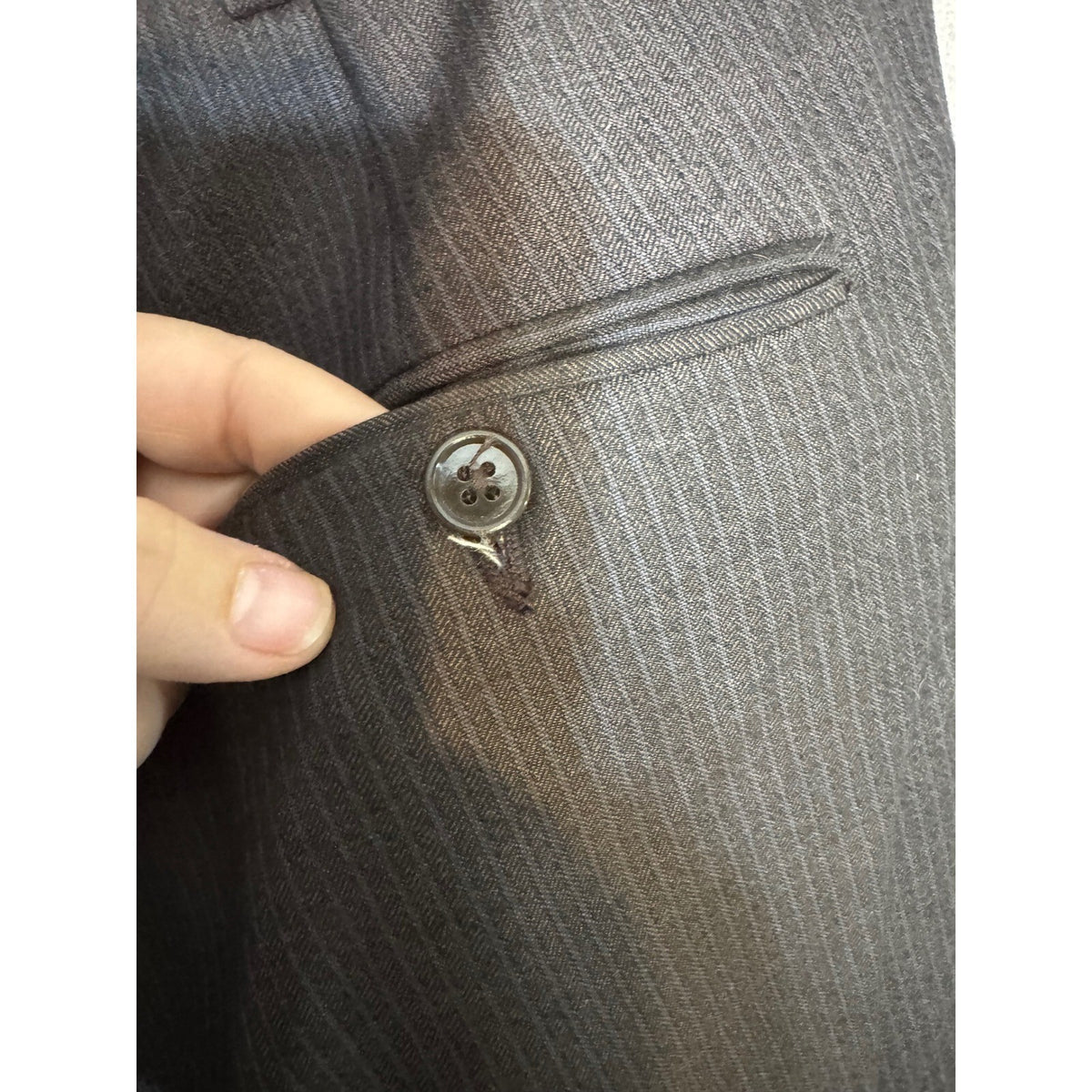 Daniel Cremieux Loro Piana Wool Suit 44R 36x29 (+2) Chocolate Brown Pinstripe