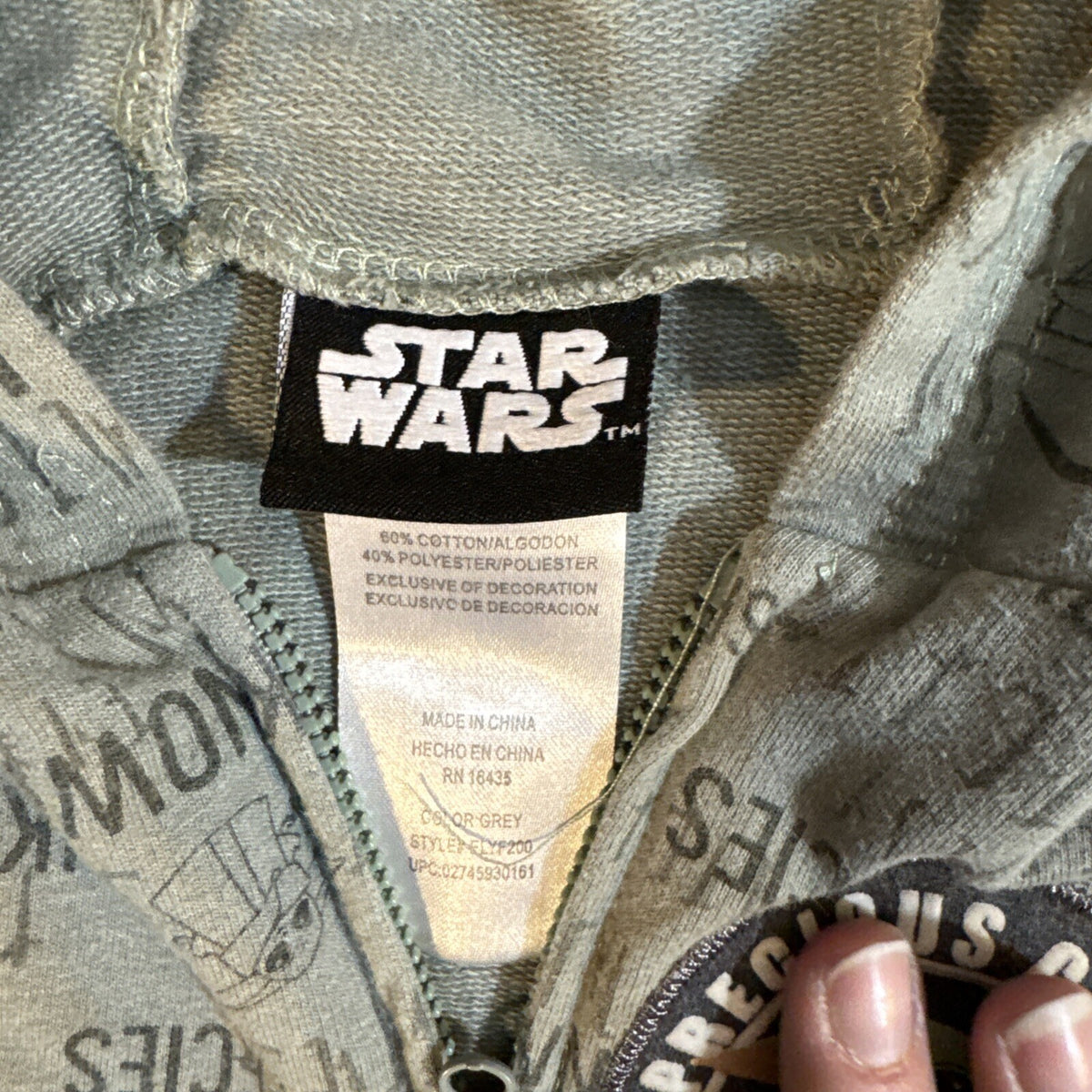 Star Wars Unisex Kids Hoodie 12M Gray Grogu Precious cargo