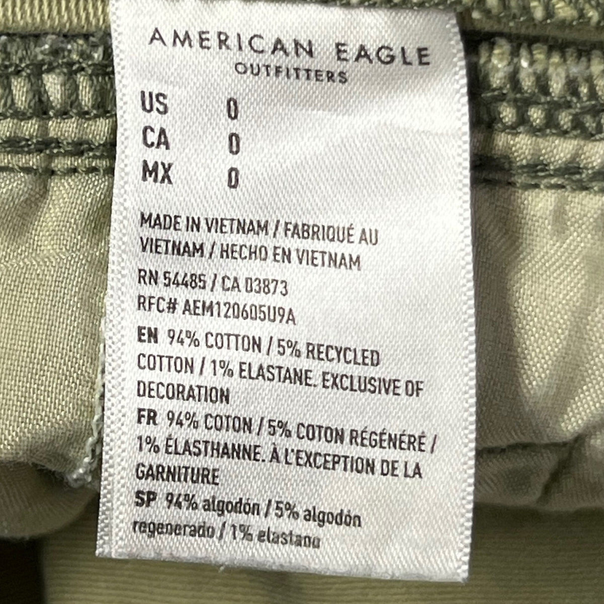 American Eagle Outfitters AE High Waisted Cuff Shorts Khaki Green Sz 0 Stretch