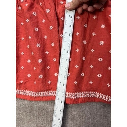 Old Navy 3X Plus Red Floral Embroidered Ruffle Sleeveless Smocked Top Blouse