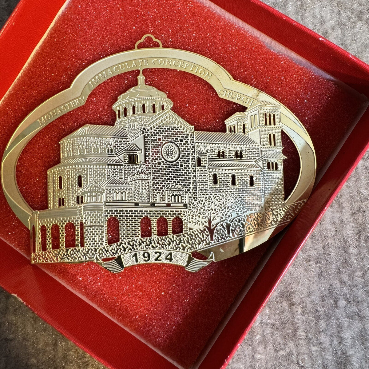 Monastery Immaculate Conception Church Ornament Gold Tone 2002 Holiday Decor