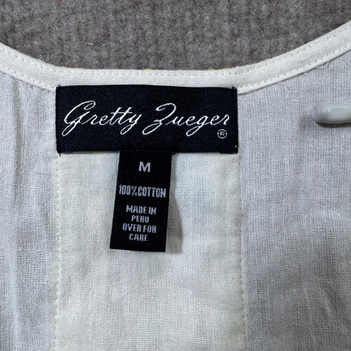 Gretie Zueger Linen Blend Embroidered Pleated Tank Dress M