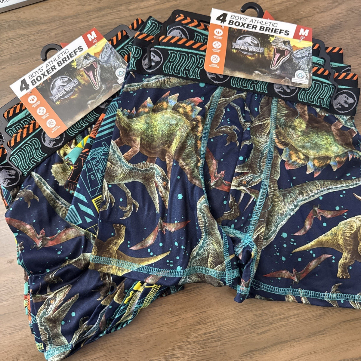 Jurassic World Boys Allover Print Multicolor Boxer Briefs, 2 4-Packs Size M (8)