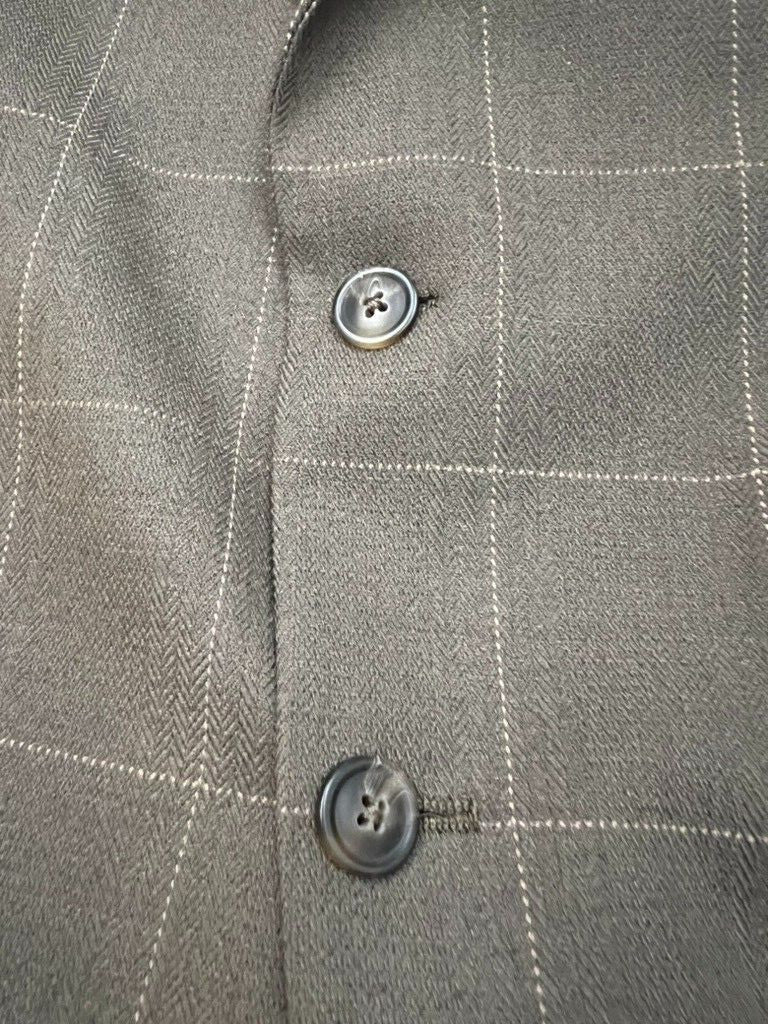 Vintage Burberry's Sport Coat Mens Brown Windowpane Plaid Wool Blazer Academia