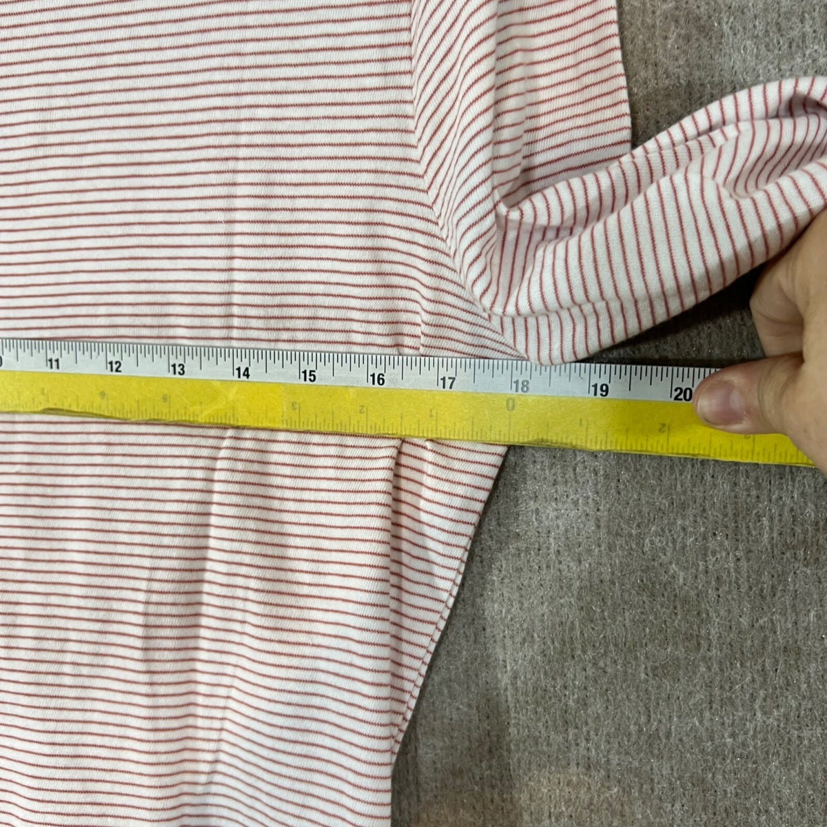 Sundance Ruched Stripe Top Womens L Pink White Cotton Long Sleeve