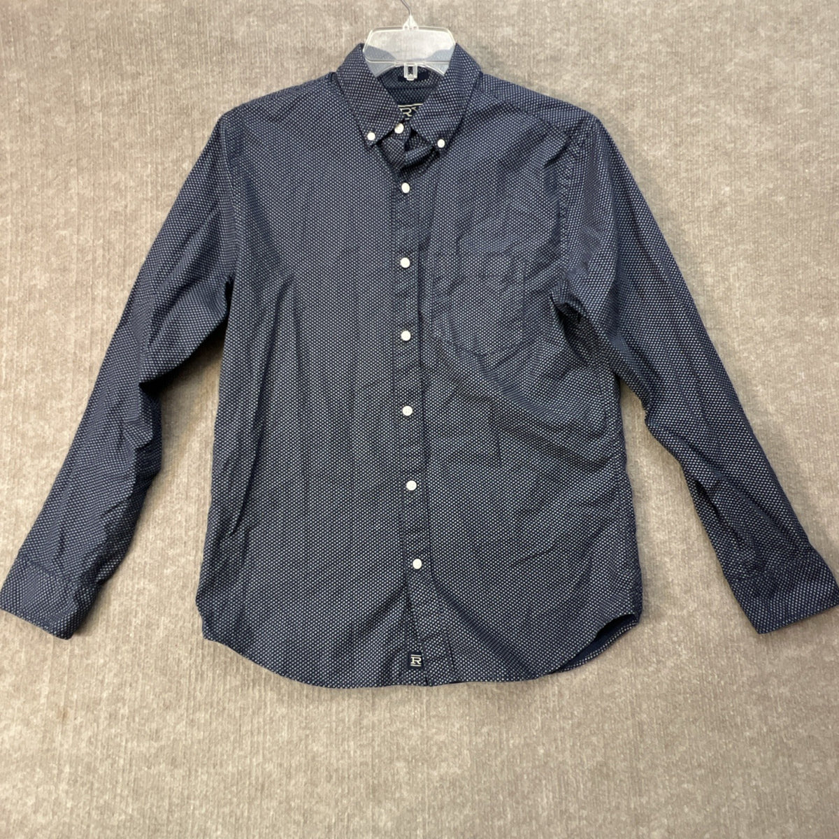 Rye Hawker Rye Men’s Slim Fit Button Up Shirt Medium Navy Geometricn AOP Casual
