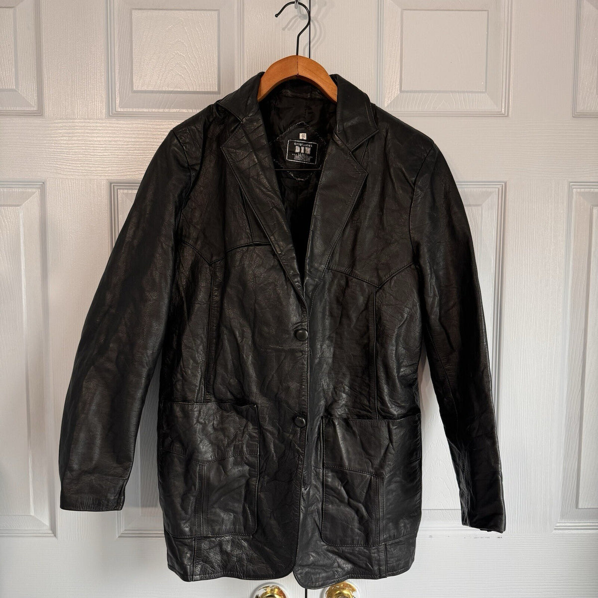 DIM Originales Men Sz 40 Black Leather Blazer Western Country