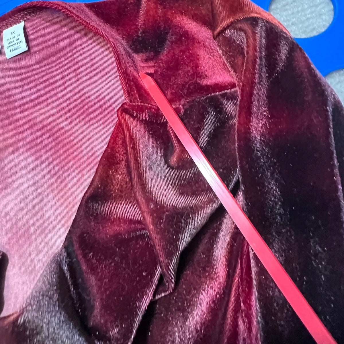 Susan Graver Burgundy Red Black Tie Dye Velvet Long Sleeve Top Shirt 1X