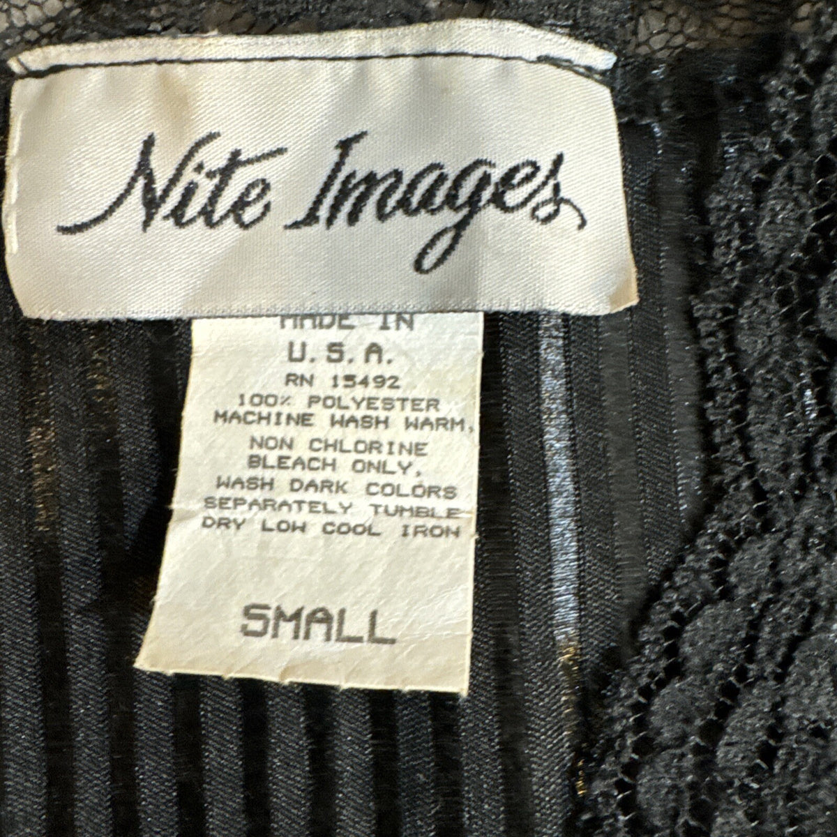 Nite Images Black Sheer Striped Lace Trim Kimono Robe Tie Belt Size Small