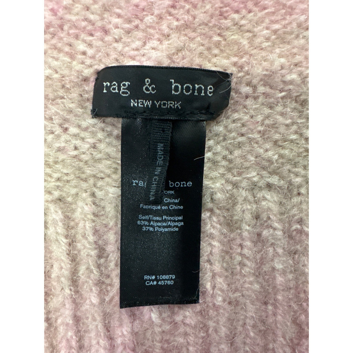 rag & bone 84" x 14" Alpaca Wool Blend Ombre Scarf Pink Beige Gradient