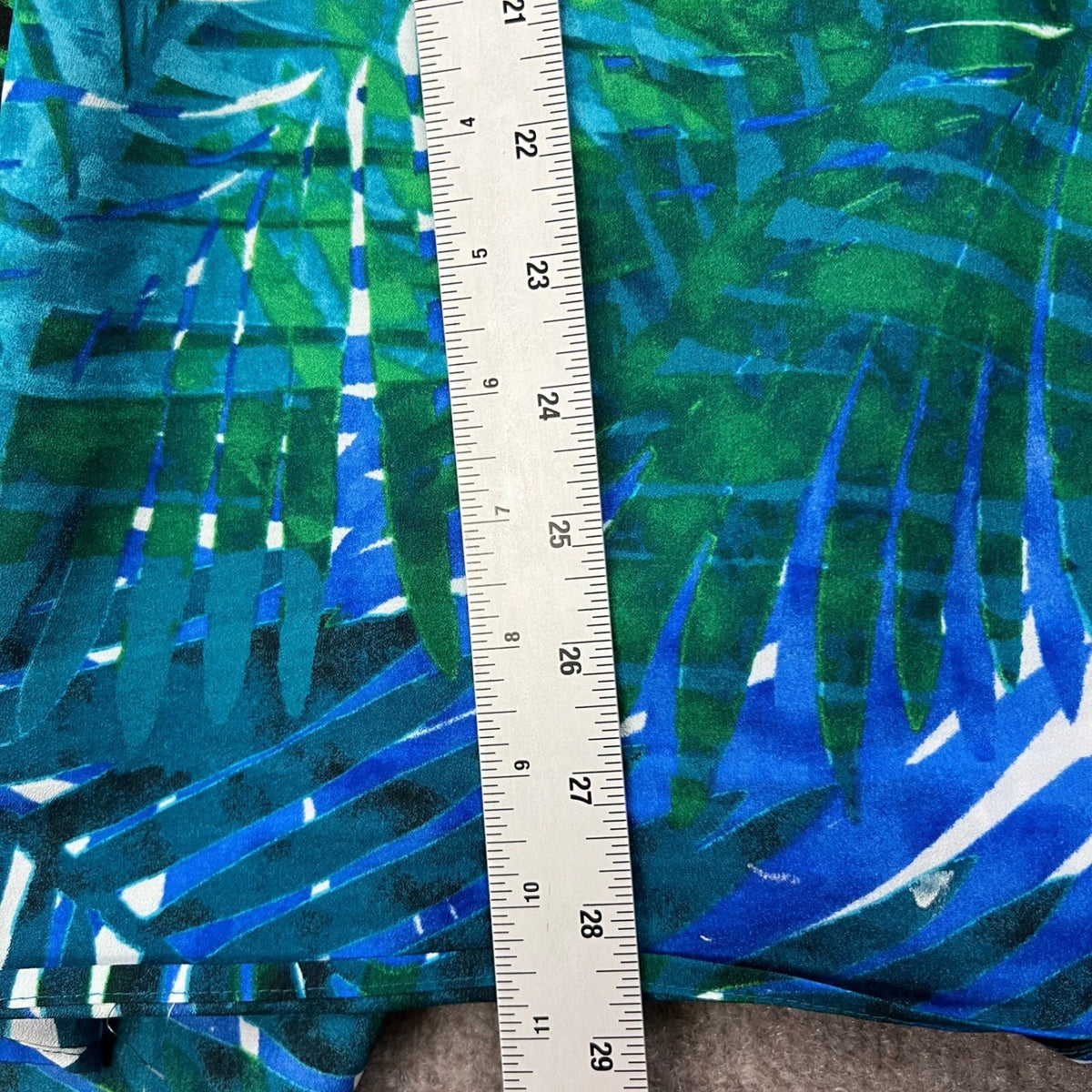 Calvin Klein 1X Palm Print Button Down Blouse Green Blue Tropical Vacation