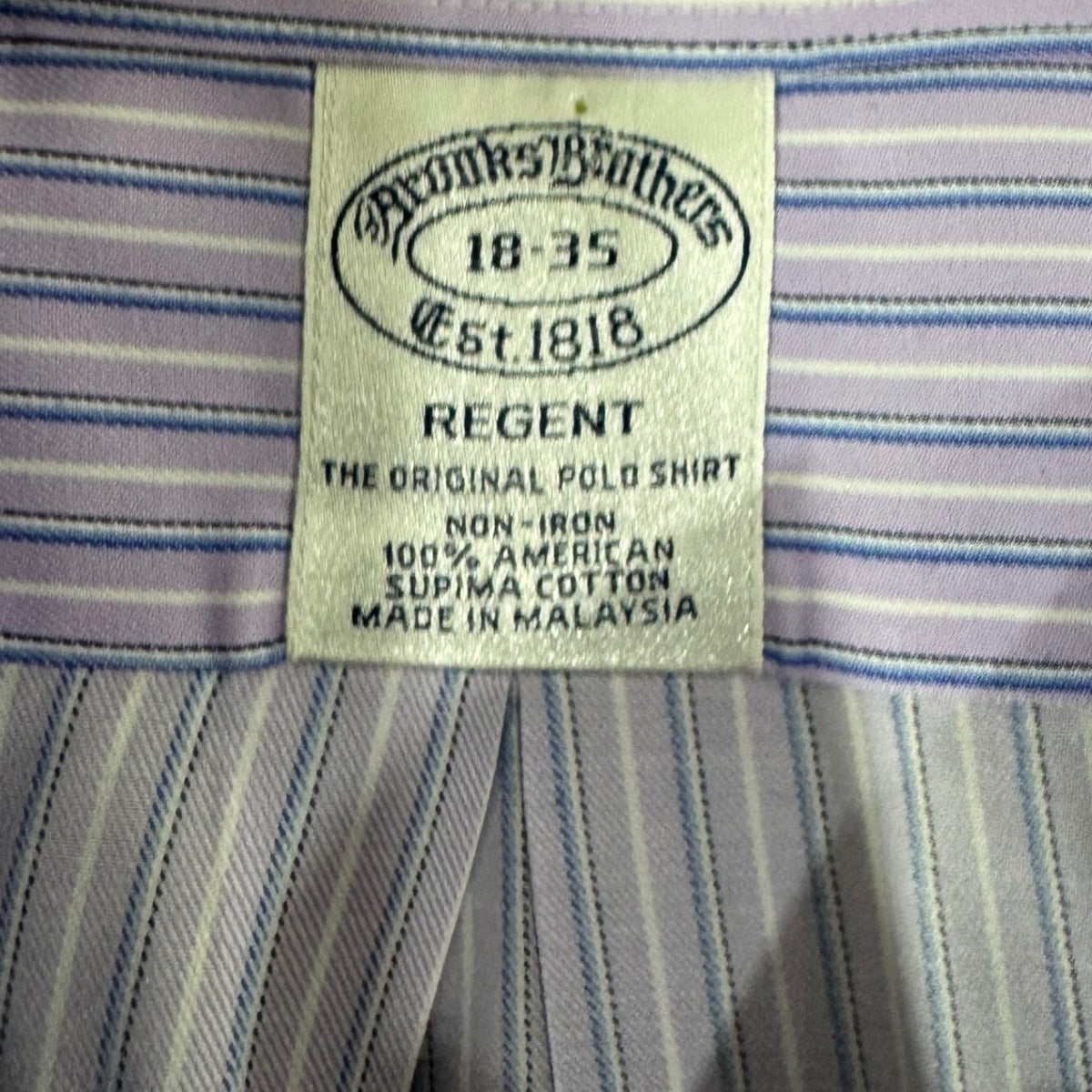 Brooks Brothers Button Down Shirt Mens 18-35 Regent Striped Non-Iron Minimalist