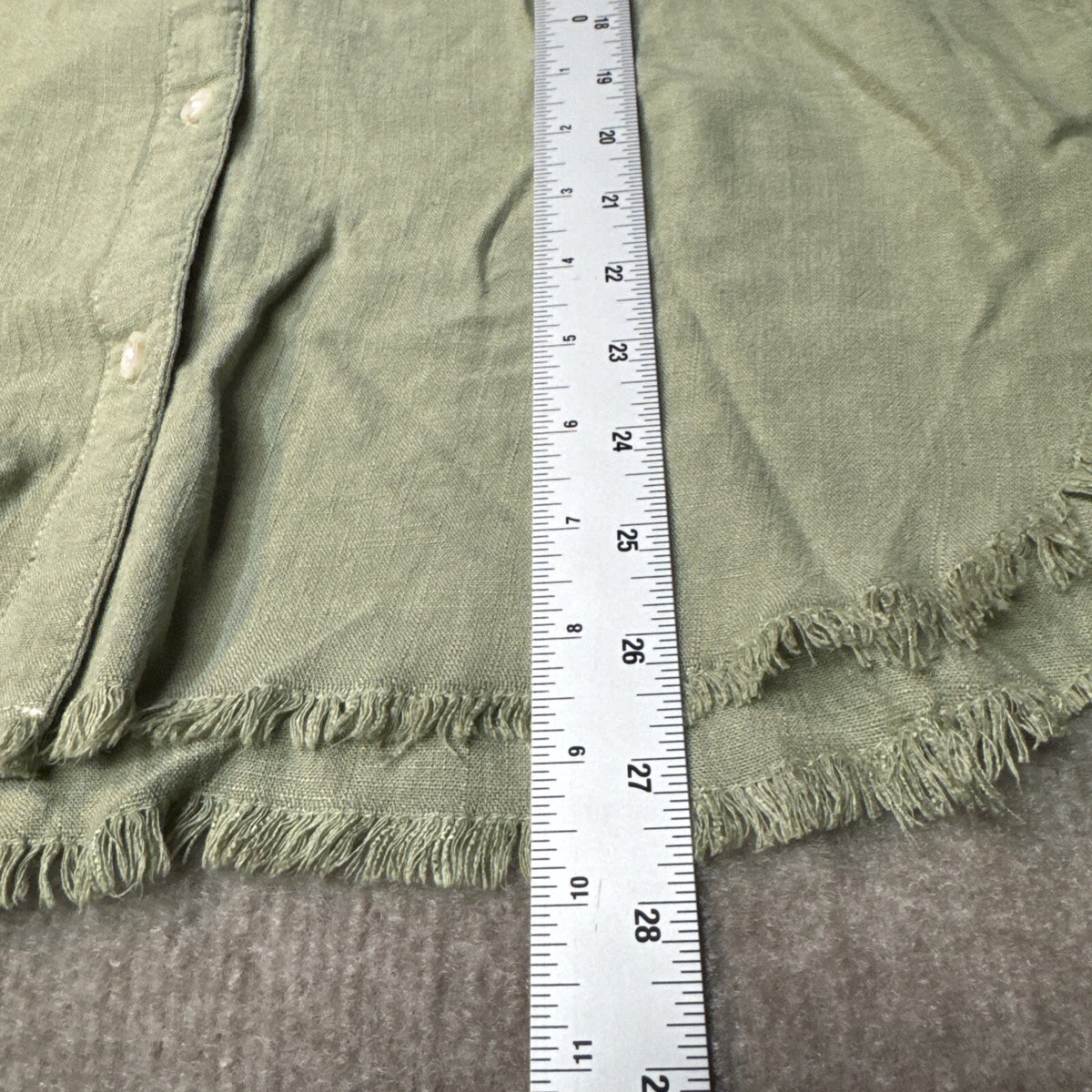 Thread Supply Shirt XS Sage Linen Tunic Frayed Hem Lagenlook Festival Goblincore