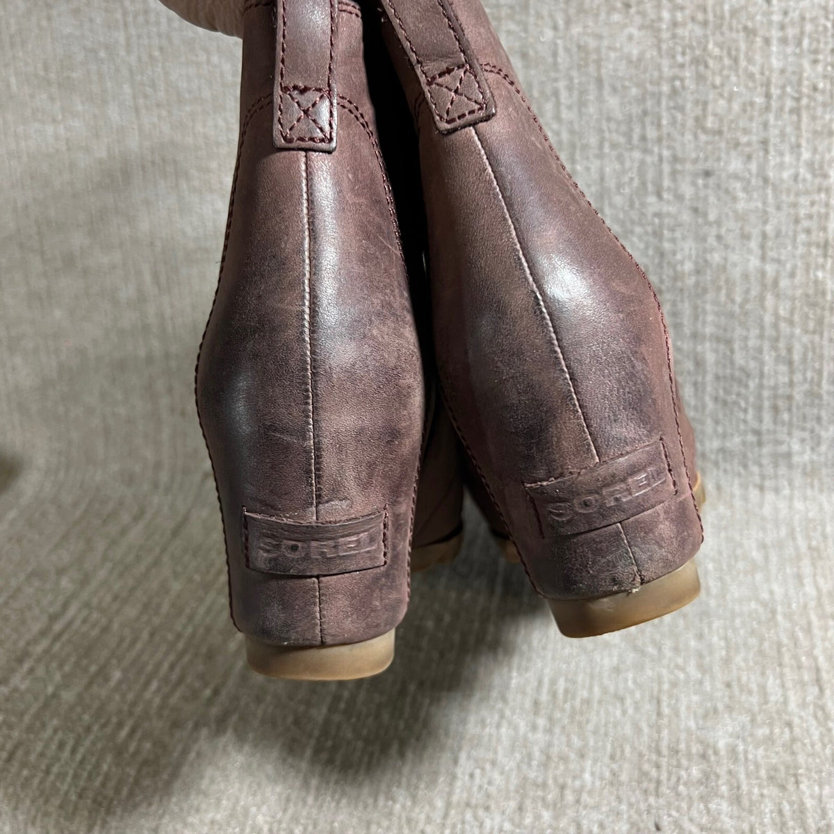 Sorel Brown Leather Wedge Chelsea Ankle Boots Women's 8 EU 39 Waterproof