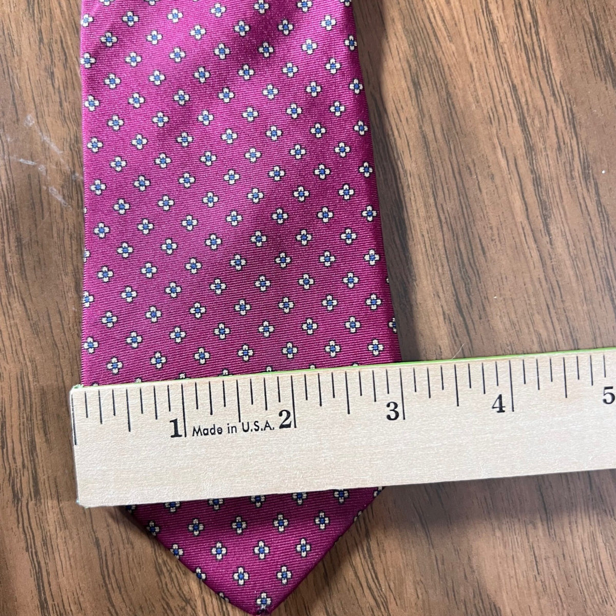 Vintage Chaps Ralph Lauren Tie Mens OS Silk Geometric Burgundy Red Preppy
