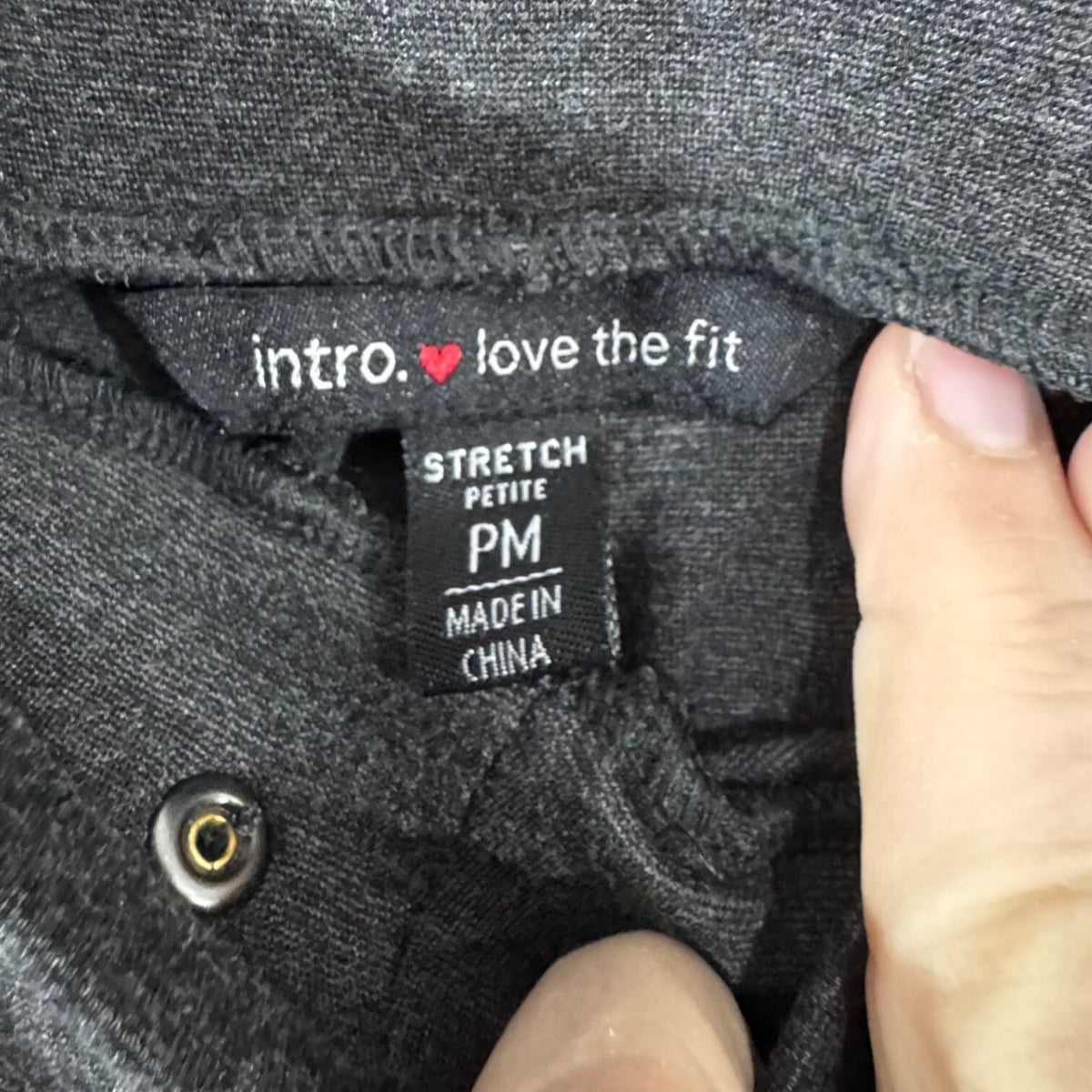 Intro Love The Fit Pants Womens PM Gray Stretch Petite Pull On Minimalist