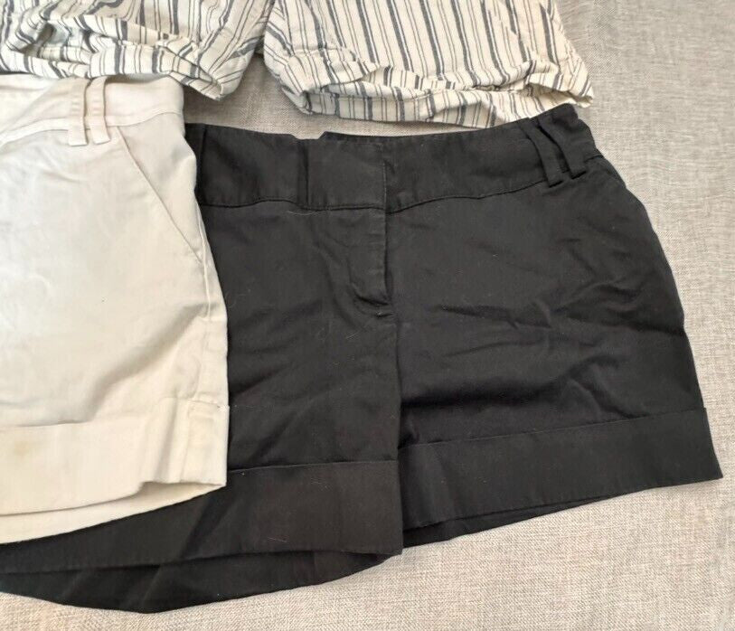 5 Pair Express 8P Women Flat Front Cuffed Cotton Shorts 4" Cuffed Short Rise y2K