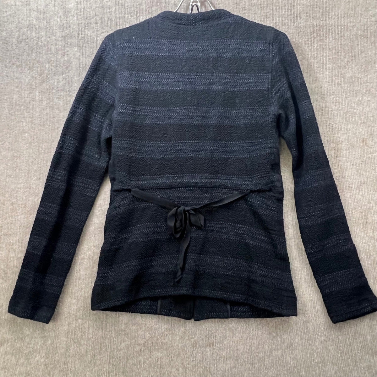 HUMANOID Textured Knit Collarless Blazer Jacket Navy Blue Size XS