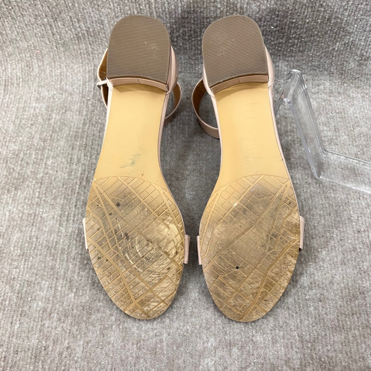 14th & Union Block Heel Sandals Womens 10M Nude Patent Ankle Strap Minimalist