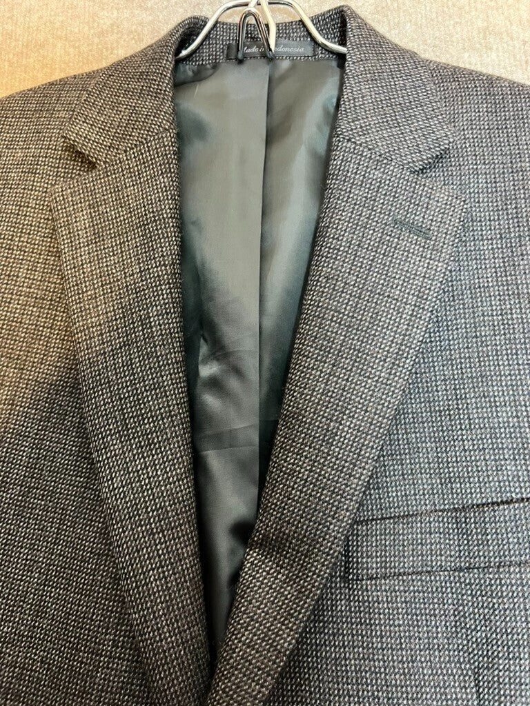 Chaps 42R Brown Jacket Gray/Brown Houndstooth Style Woolen Fabric