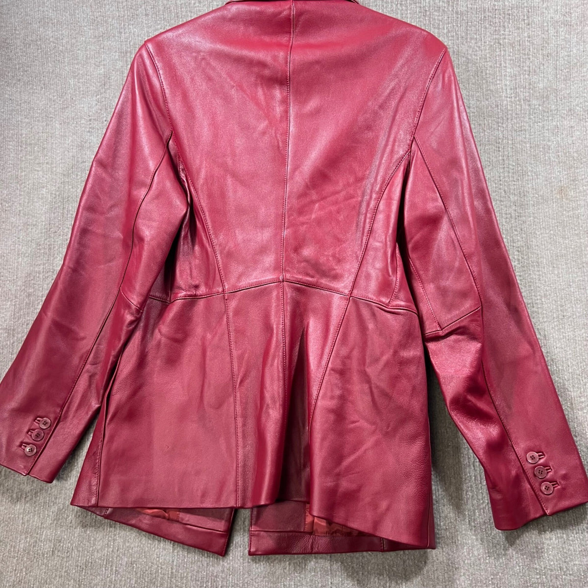 Valerie Stevens Burgundy Red Leather Statement Blazer Jacket Women XL