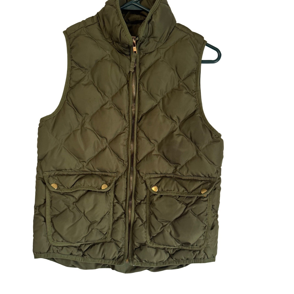 Woolrich Quilted Puffer Vest Womens Small Olive Green Down Fill Gorpcore