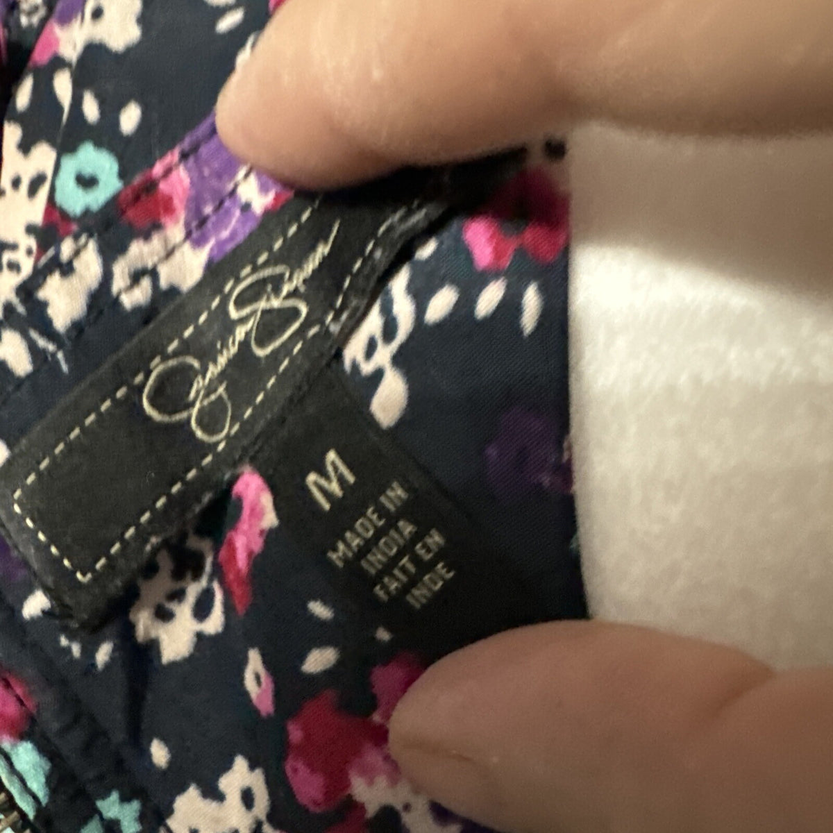 Jessica Simpson Dark Floral Cap Sleeve Top - Size M, Navy