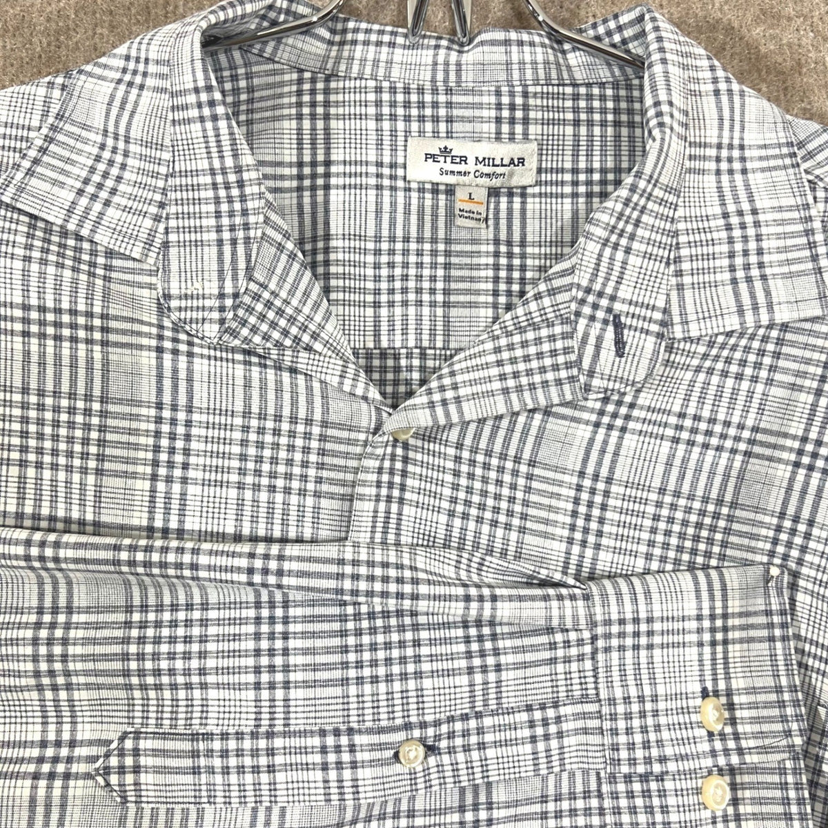 Peter Millar Button Up Shirt Mens Large Plaid Lightweight Summer Comfort Preppy