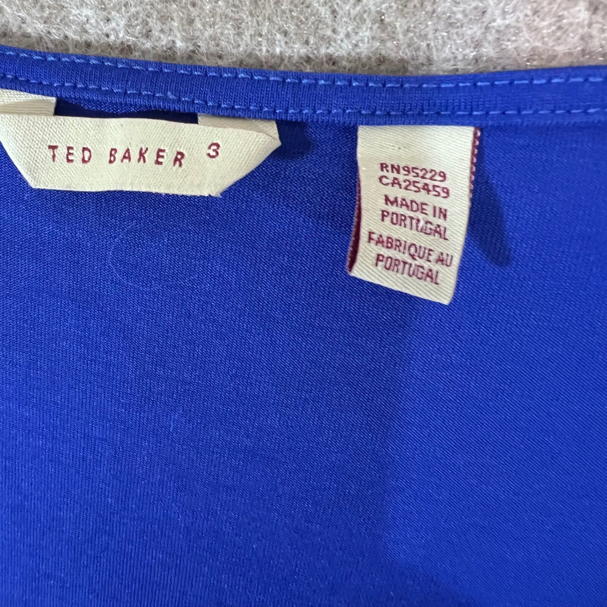 Ted Baker Sleeveless Drape Neck Top Womens 3 Blue Lyocell Flowy Minimalist