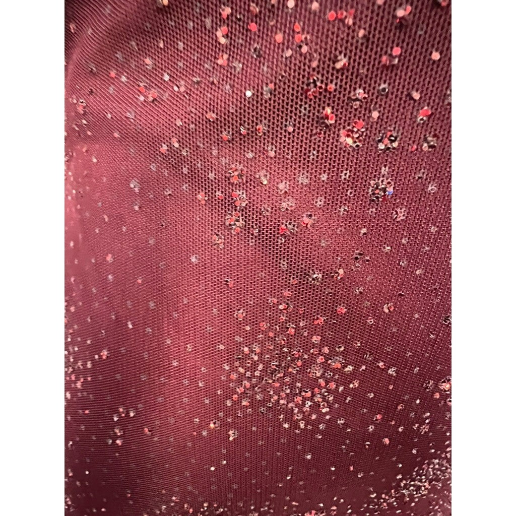 Morgan & Co. Formal Maxi Dress Sparkle Maroon Prom Evening Open Back