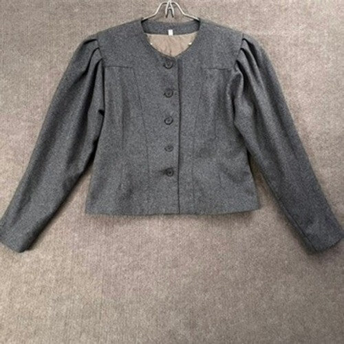 Vintage Peabody House Wool Blend Gray Blazer Jacket Womens Size 13/14