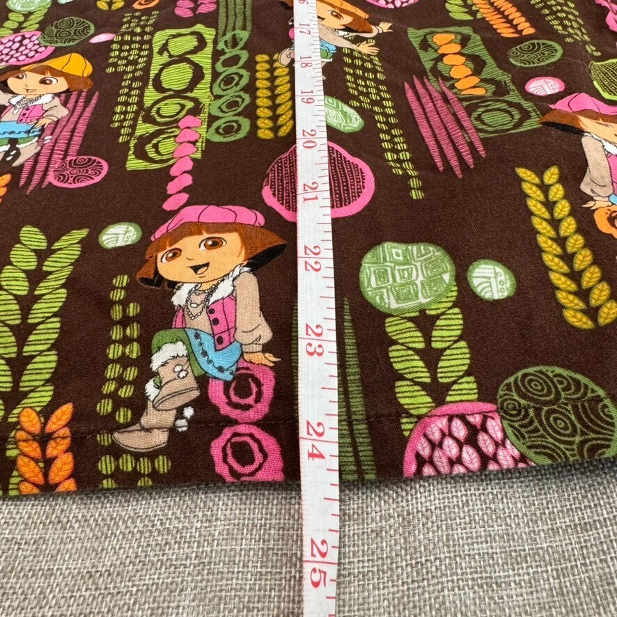 Nickelodeon Dora the Explorer Women's Size S Brown Patterned Scrub Top