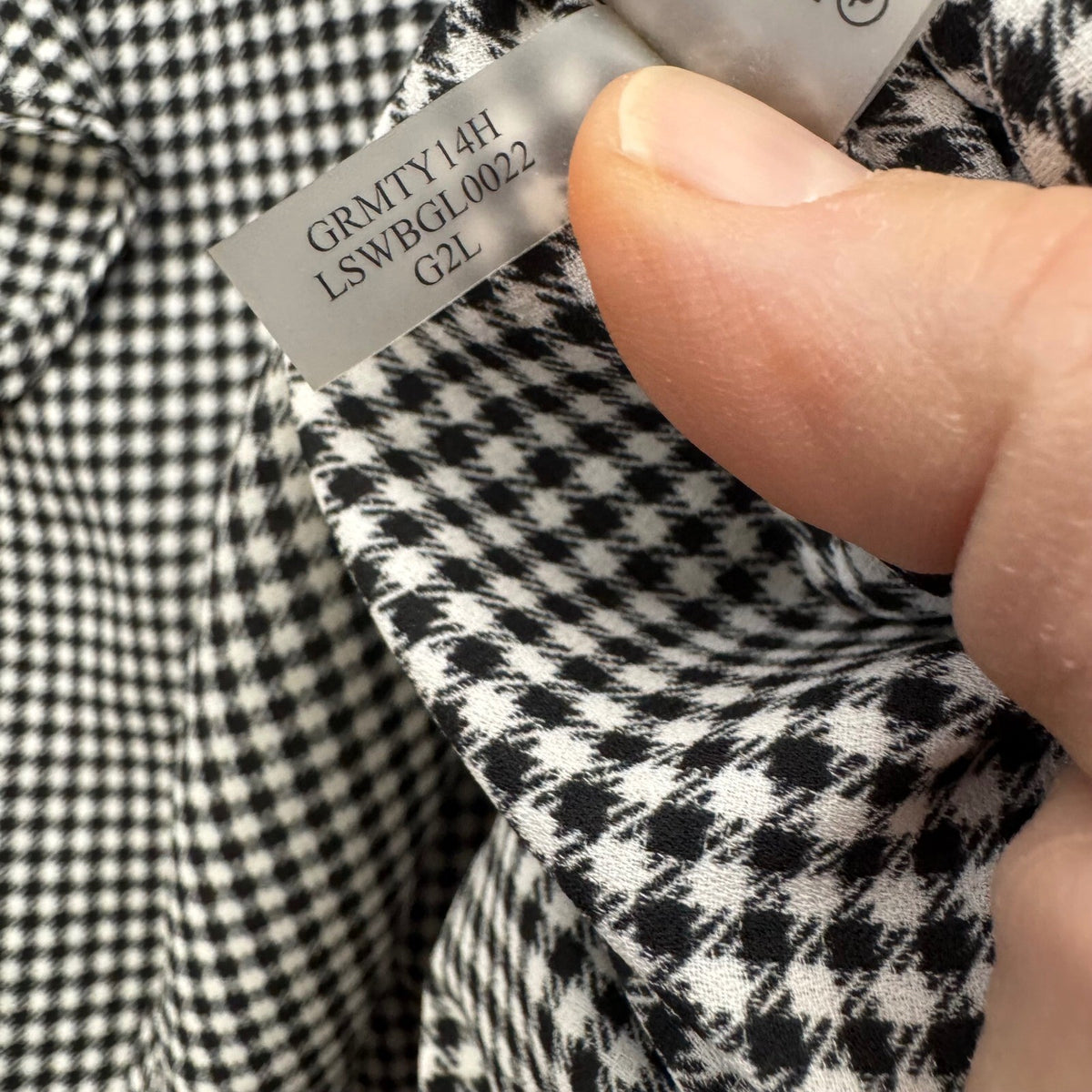 Karl Lagerfeld Paris Black White Gingham Ruffle V Neck Short Sleeve Blouse Top