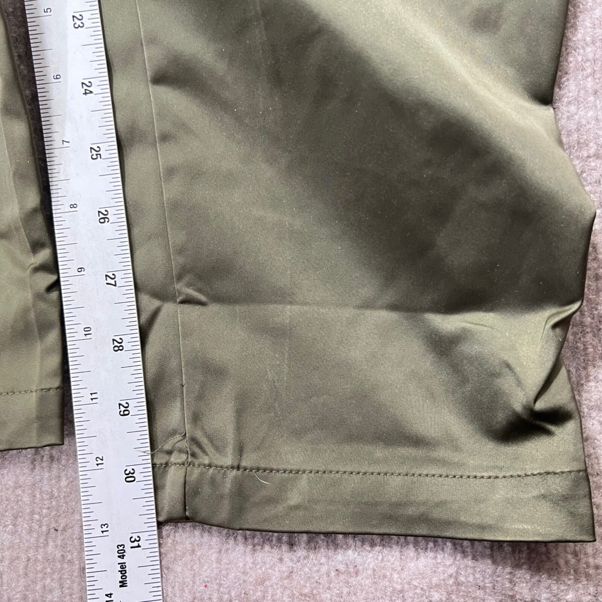 AKIRA Olive Satin Cropped Double Breasted Jacket Pants Suit Set XL ZIp Cuff