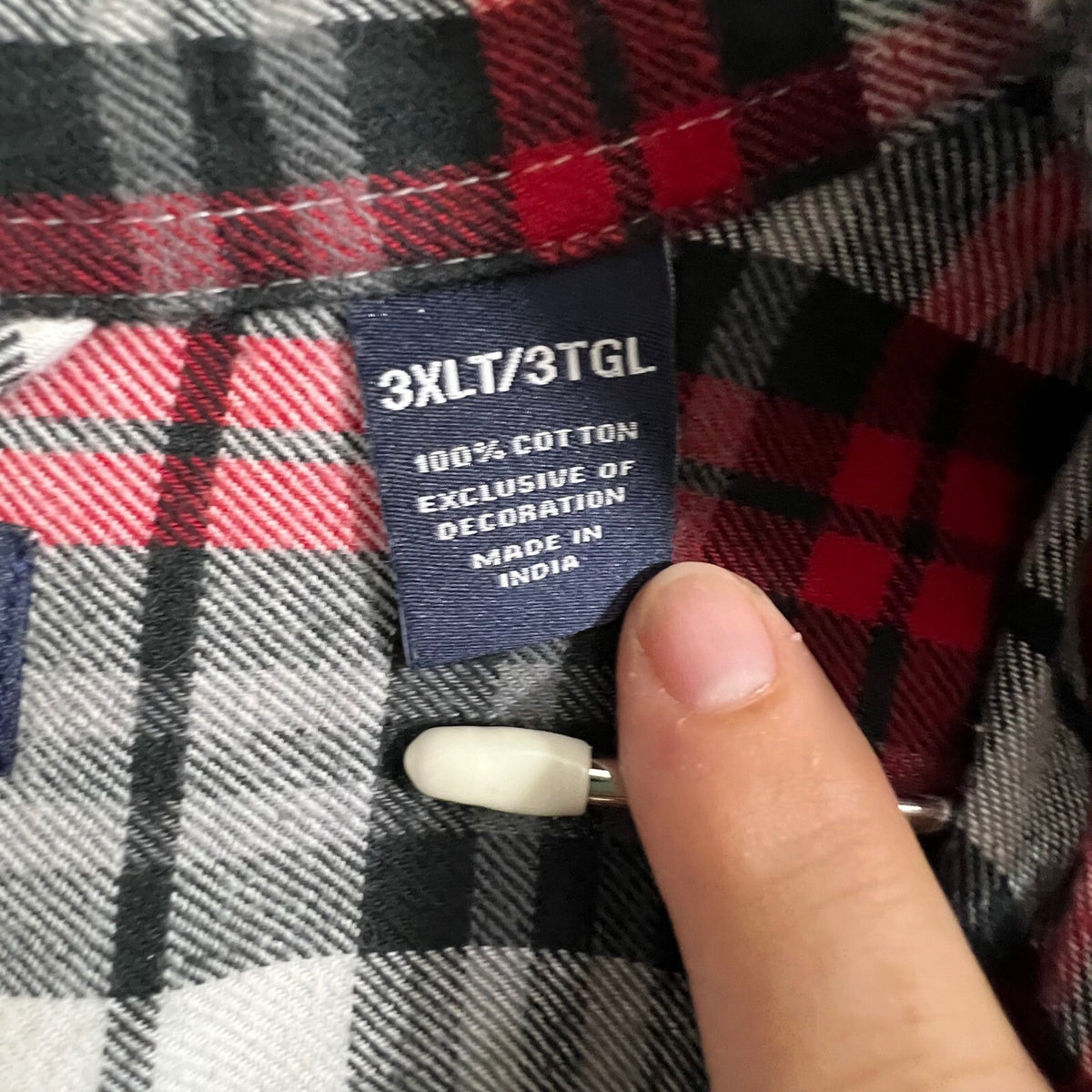 Chaps Performance 3XLT Red Black White Plaid Flannel Long Sleeve Shirt