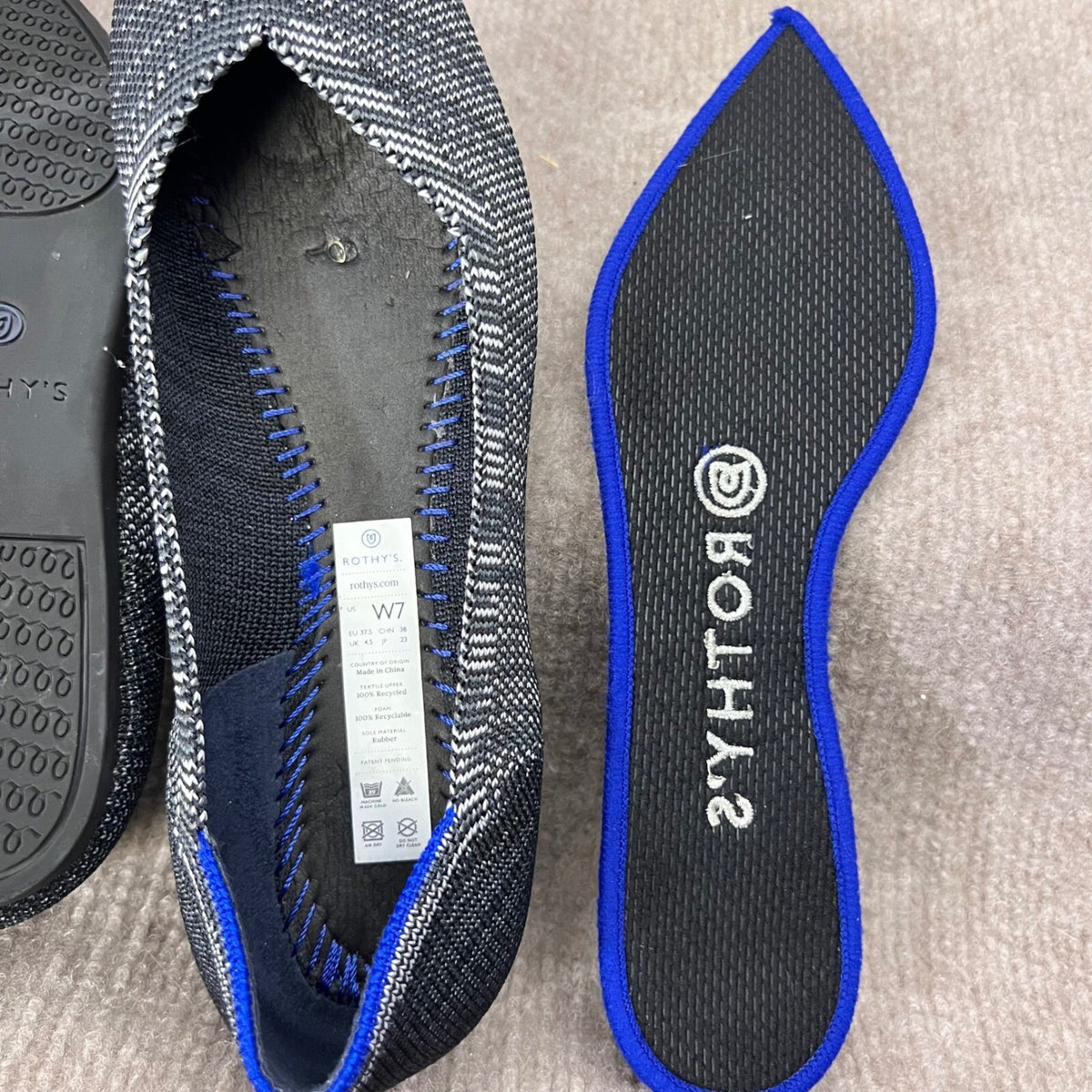 ROTHYS The Point Flats Granite Heather Women's Shoes 7 L Retired Breathable