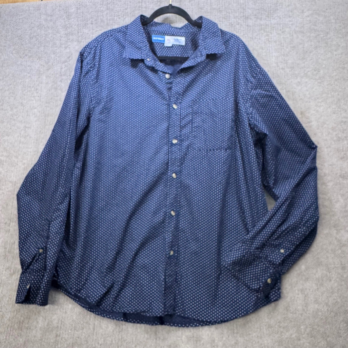 Old Navy Everyday Shirt Built in Flex Navy White Polka Dot Regular Fit XXL