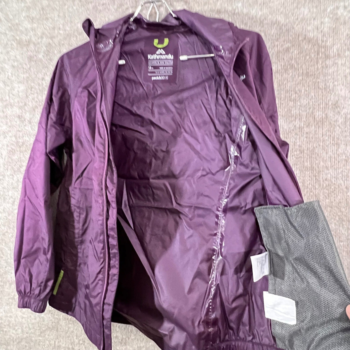 Kathmandu Windbreaker Jacket Kids 12Y Purple Packable Lightweight Gorpcore