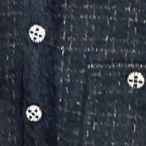 Tweed Button Up Vest Women Large Black Gold Frayed Trim Preppy Coquette
