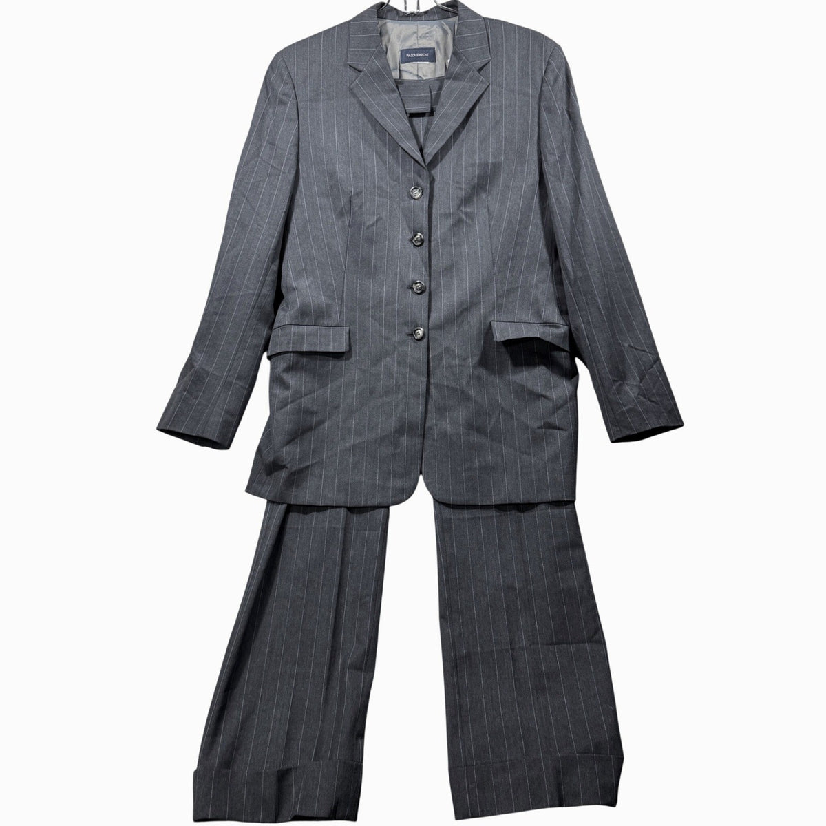 Piazza Sempione Charcoal Pinstripe Pants Suit Set Blazer & Trousers Italy Sz 4-6